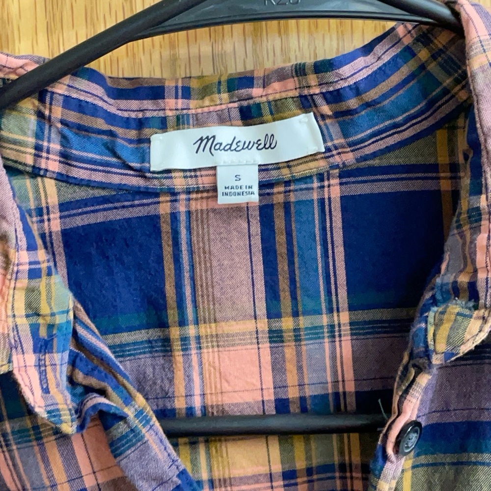 Madewell Plaid Blouse Baggy Fisherman-Core Small - Picture 2 of 4
